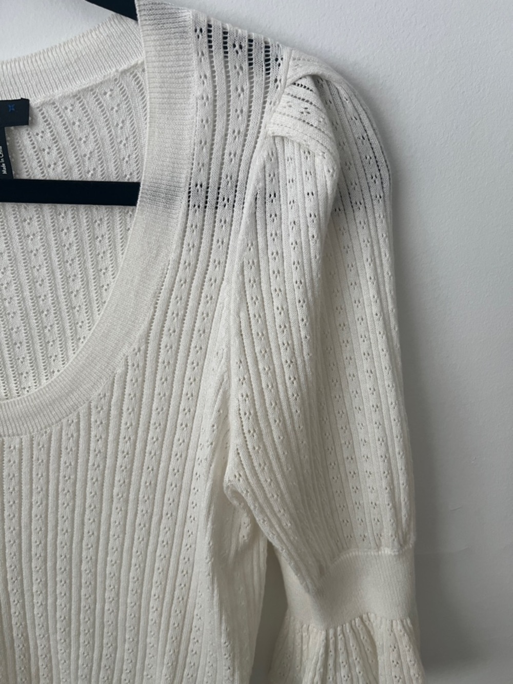 PAIGE Ivory Eyelet Knit Scoop Neck Top - Picture 3 of 5